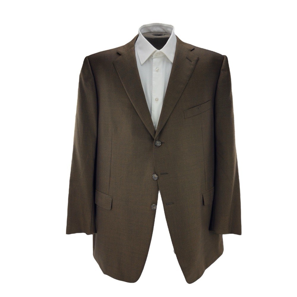 Ermenegildo Zegna‎ Trofeo Blazer 50R Brown Black Wool 3-Button Double Vent